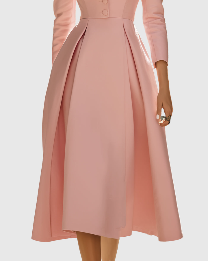 Ceryth | Elegant Pleated Blazer Midi Dress